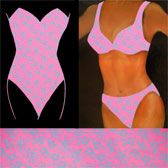 Nyomott mintás fluo fürdőruha anyag - PINK FLUO 305